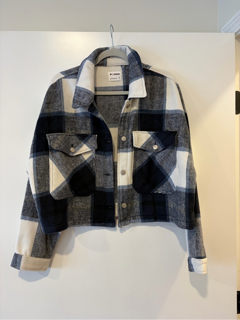Marshalls Black, White & Gray Plaid Cropped Jacket